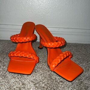 Fashion Nova Orange Braided Heels
